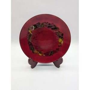 Vintage MCM Enamel on Copper Dish Plate 7" Fruit Vegetable Mid Century Modern